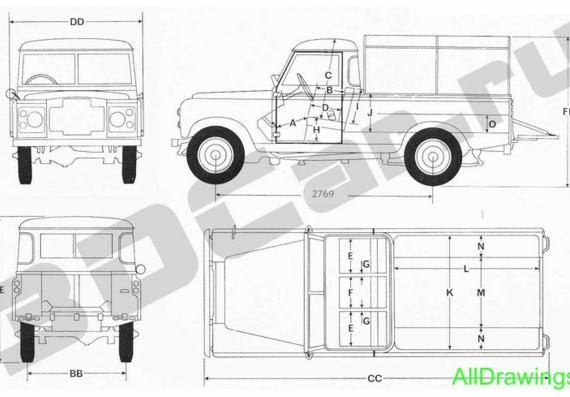 Land Rover Iia 109 (1970) (Land Rover Iia 109 (1970)) - drawings (drawings) of the car
